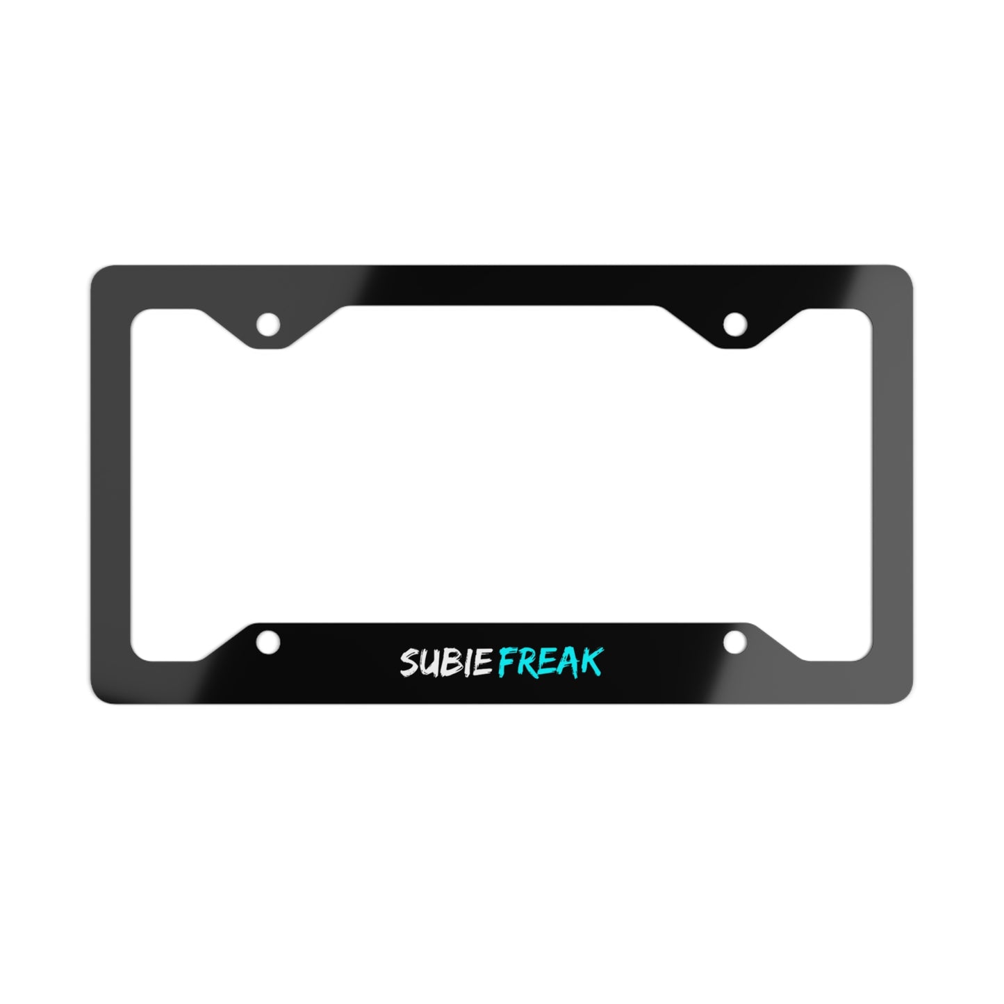 Metal License Plate Frame - Subie Freak Hyper Teal Letter