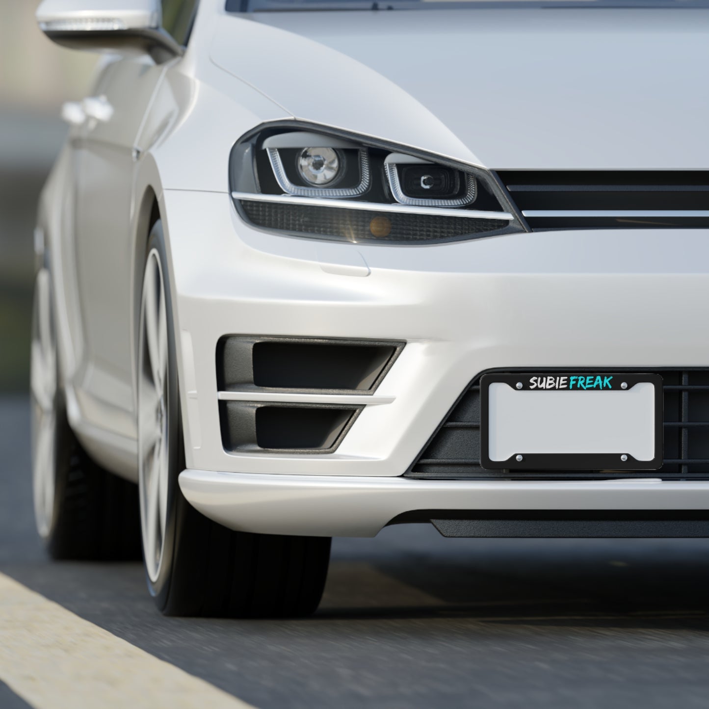 SubieFreak License Plate Frame Hyper Teal