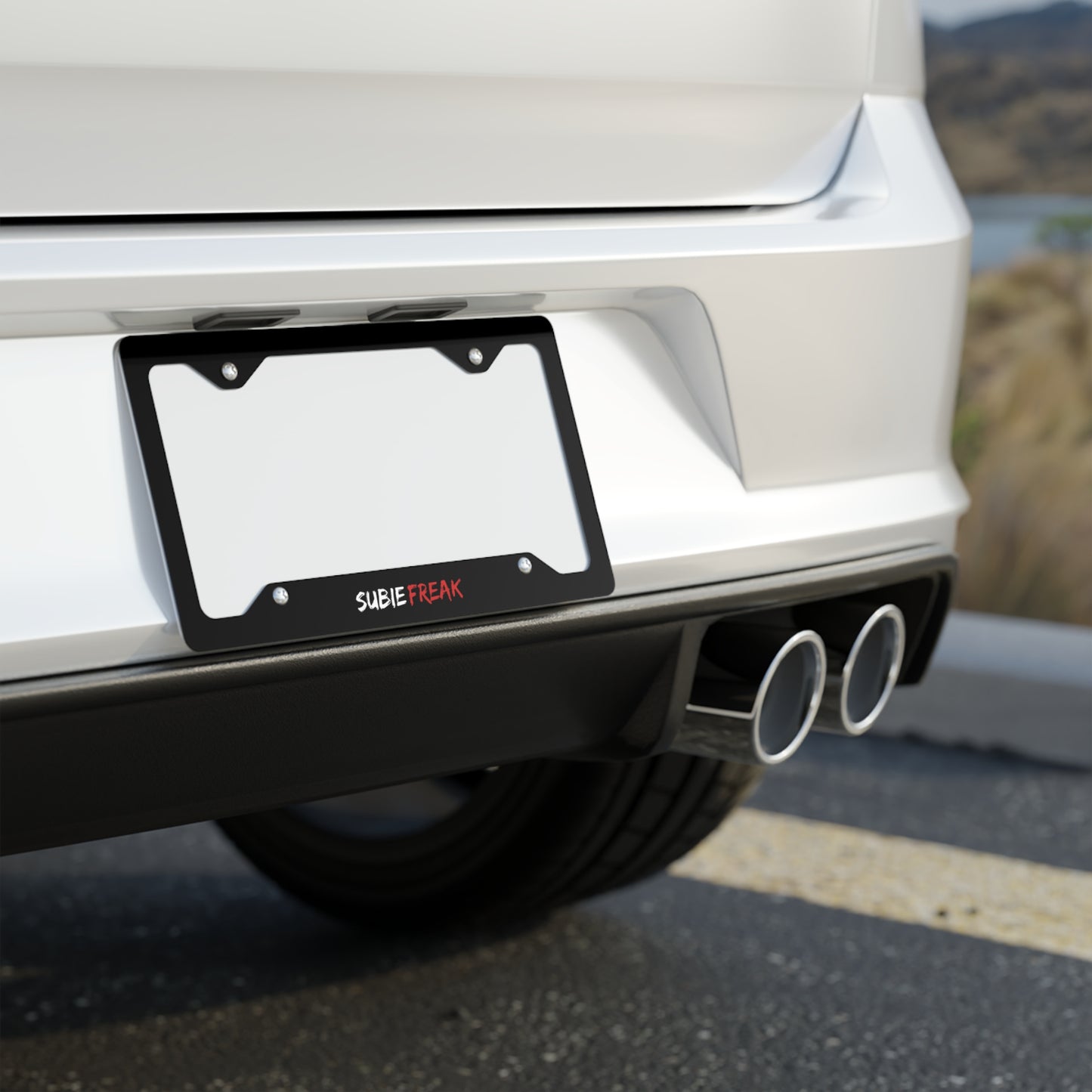 Metal License Plate Frame - Subie Freak Red Letter