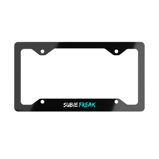 Metal License Plate Frame - Subie Freak Hyper Teal Letter