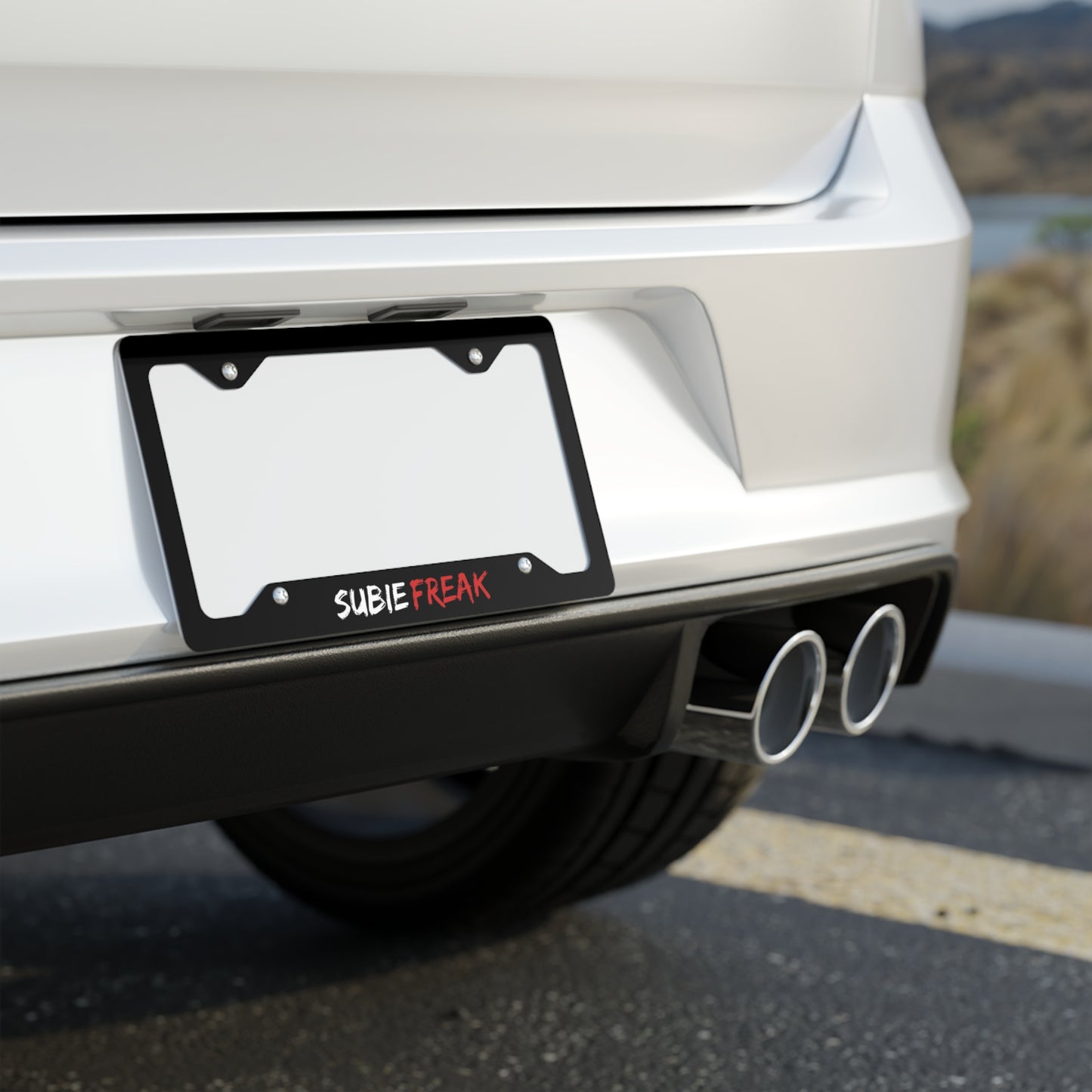 Metal License Plate Frame Red SUBIE FREAK Design